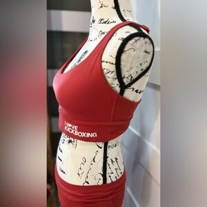 VOLK Red Athletic Set – Sports Bra & Leggings, “I Love Kickboxing” Logo, Size L